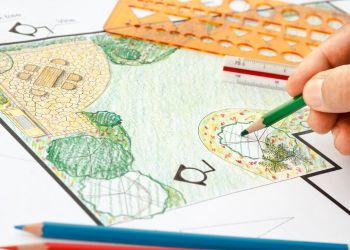 Bakgårdsarkitektens ritning av avståndskrav, grund för litet växthuskit