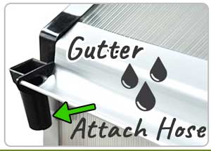 Inbyggd växthusränna för enkel regnvattenuppsamling